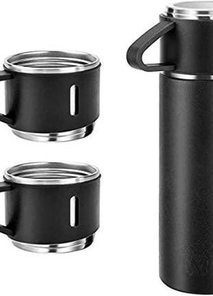 Вакуумний термос із неіржавкої сталі vacuum flask set 500 мл із чашками в комплекті 3* 150 мл <unk> подарунковий