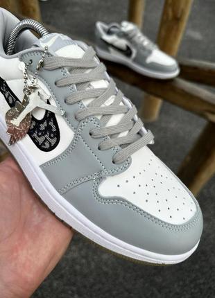 Кросівки nike air jordan x dior біло-сірі (ліцензія)7 фото