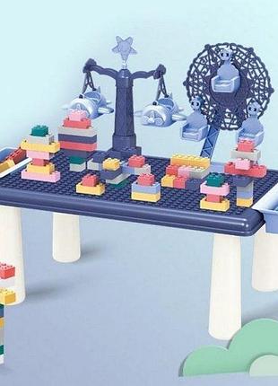 Детский игровой столик с разноцветным конструктором и подвесными ящиками для деталей run run block world