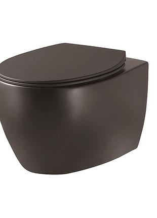 Devit 3020155b acqua new унітаз підвісний безобідковий, тонка кришка soft-close, quickfix, чорний матовий