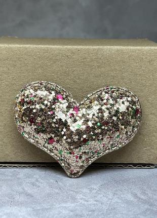 Аппликация сердце (золото микс), 5,5*4,5 см, шт, золотой