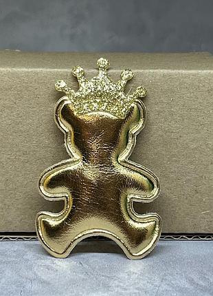 Аппликация мишка, размер 6,5*4 см, цвет золото, шт., золотой