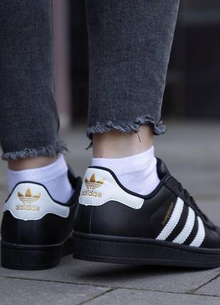 Adidas superstar classic black whitе жіночі та чоловічі кеди7 фото