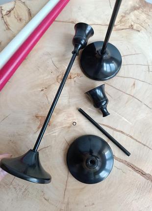 Металлические черные подсвечники на высокой ножке набор 3 шт