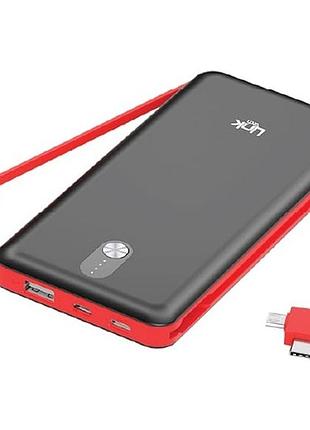 Павер банк power bank link 10000 mah c кабелями micro type-c lightning ост черный