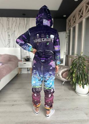 Кігурумі з принтом "minecraft” для підлітків  велюр на хутрі розмір 146-152