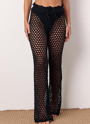 Жіночі штани в техніці кроше - чорний цвет, l (є розміри)