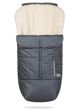 Теплий зимовий конверт на овчині в коляску санчата дитячий тренд сірий