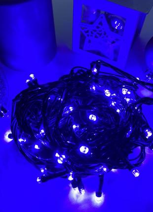 Новорічна світлодіодна гірлянда 22 м нитка 300 led ламп синя електричні гірлянди на ялинку для дому