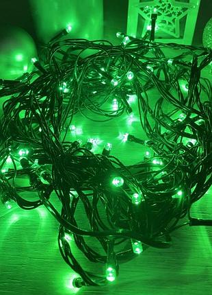 Гірлянда світлодіодна нитка 14 м зелена 200 led на ялинку електричні гірлянди для дому та вулиці (обмежено)4 фото