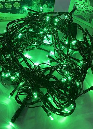 Гірлянда світлодіодна нитка 14 м зелена 200 led на ялинку електричні гірлянди для дому та вулиці (обмежено)3 фото