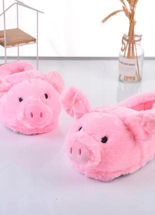 Тапочки свинки для кигуруми, тапки игрушки свинка розовая плюшевая (универсальн.размер 35-43)