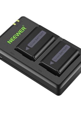 Комплект из двух аккумуляторов neewer np-fw50 1100 mah с двухканальным зарядным устройством для sony