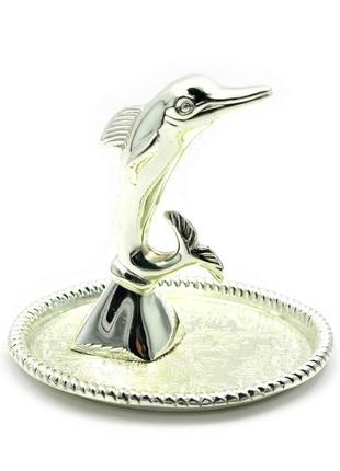 Подставка под кольца "дельфин" (7х8,5х7,5 см)"серебро"