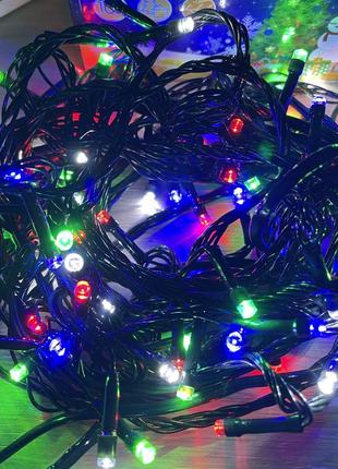Гірлянда новорічна світлодіодна електрична нитка 500 led ламп 35 м мультиколір для дому та вулиці (обмежено)