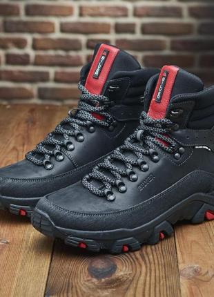 Мужские теплые надежные походные ботинки на мембране гортекс gore-tex,черные,кожаные,для трекинга и туризма