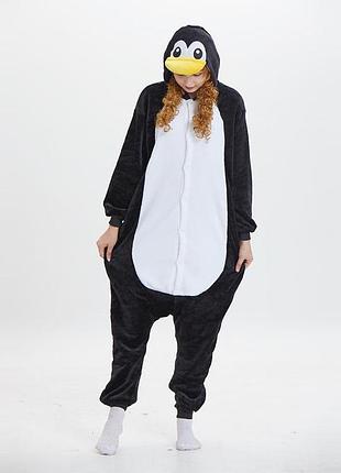 Теплая зимняя пижама-кигуруми пингвин для взрослых подростков и детей