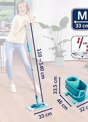Набор для уборки leifheit "clean twist" плоская швабра 33 см + ведро 6 литров с...