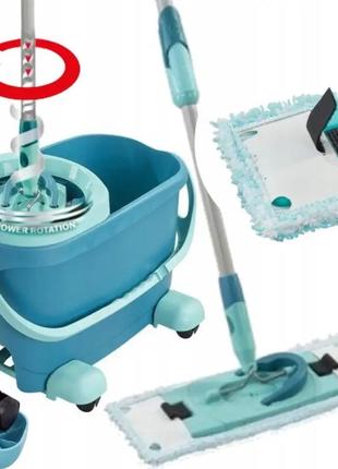 Набор для уборки leifheit "clean twist" плоская швабра 33 см + ведро 6 литров с...