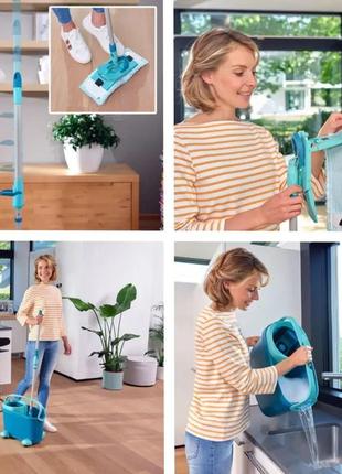 Набор для уборки leifheit "clean twist" плоская швабра 33 см + ведро 6 литров с...