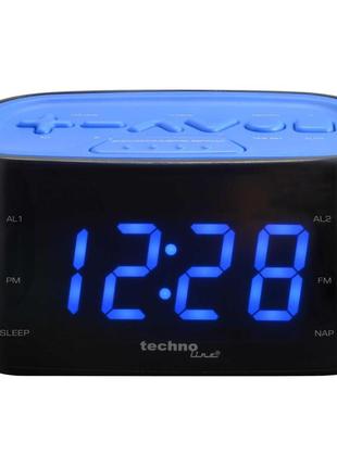 Годинник настільний з радіо technoline wt465 black/blue (арт. wt465 blaue)