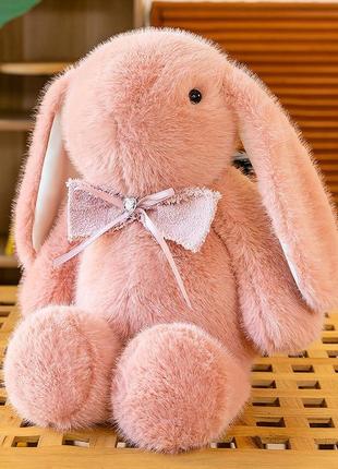 Мягкий плюшевый кролик 55 см игрушка-подушка для обнимашек зайчик розовый