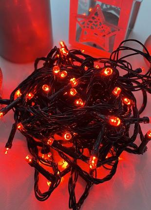 Світлодіодна гірлянда нитка 500 led ламп 35 м червона новорічні електричні гірлянди для дому та вулиці (обмежено)