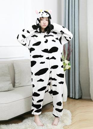 Оригинальная пижама кигуруми корова для взрослых, детей и подростков
