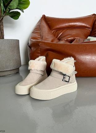 Код 9723❄️теплі та зручні зимові чоревики натуральний замш-дубляж