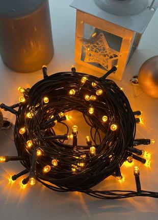 Світлодіодна гірлянда нитка 200 led 16 м жовта електрична новорічна гірлянда для дому та вулиці (обмежено)