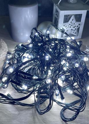 Гірлянда нитка 22 м світлодіодна 300 led електрична біла новорічна гірлянда для дому та вулиці (обмежено)