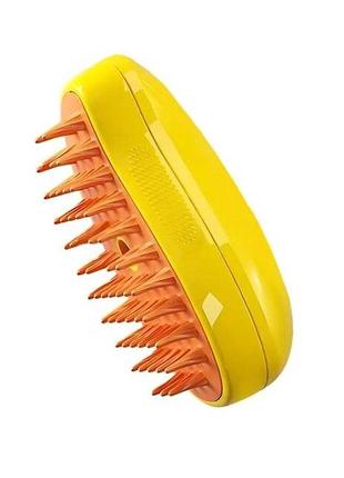 Портативний паровий гребінець для котів та собак спрей щітка для вичісування шерсті тварин жовтий