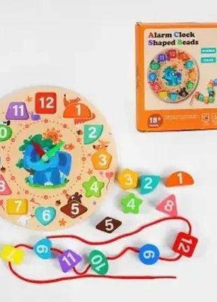 Деревянная игра «часы». шнуровка на развитие мелкой моторики рук