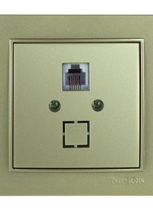 Розетка nilson thor золото телефонна