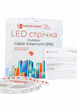 Led стрічка 12вт 24 в 2835 120 діодів 120лм/вт холодний білий 6500к (серія externum), гарантія 3 роки
