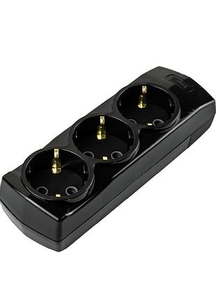 Колодка violux 3-на з заземленням чорна