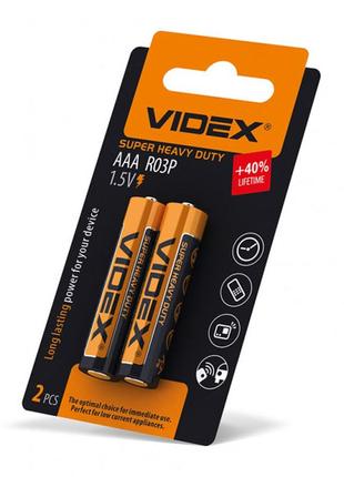 Батарейка солевая videx r03p/aaa 2шт small blister