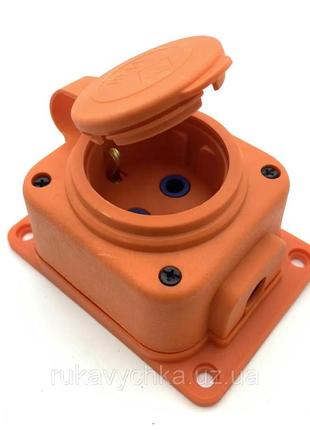 Колодка каучукова помаранчева з кришкою та заземленням 1 гніздо