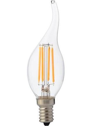Світлодіодна лампа filament flame-6  6w-свічка на вітрі е14 4200к