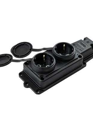 Колодка violux каучук настінна 2-на з заземленням я з кришкою ip44