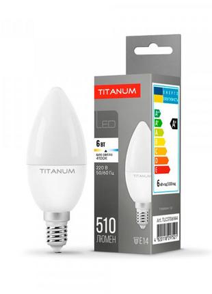 Лампа светодиодная titanum c37 6w e14 4100k