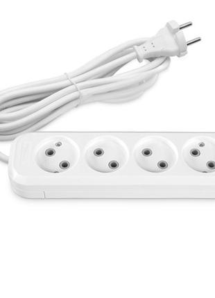 Подовжувач мережевий без заземлення 4 гнізда 3м (2x1мм) білий titanum standard