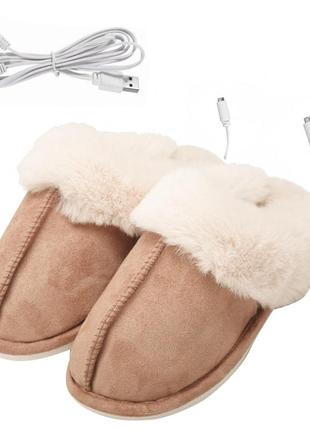 Мужские домашние тапочки lesko a-231 usb brown 29 см комнатные с подогревом