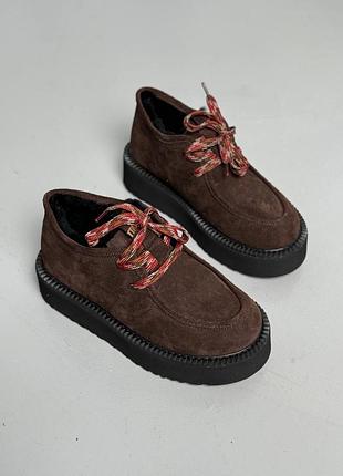 Зимние замшевые ботинки в стиле ugg шоколад
