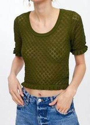 Вязаный ажурный топ блуза джемпер кроше