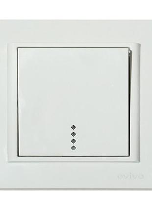 Вимикач 1-клавішний з підсвіткою білий mina