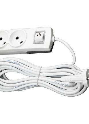 Подовжувач violux 2р 5м 2х1 без заземлення з вимикачем