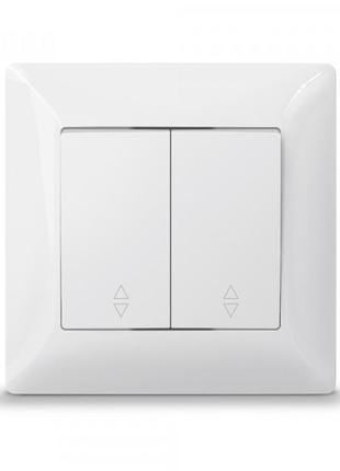 Выключатель двухклавишный проходной белый titanum standard