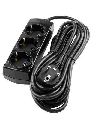 Подовжувач violux 3р 3м з заземленням чорний