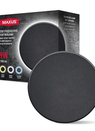 Светильник светодиодный накладной maxus mwl 9w 3cct ip65 bl circle
